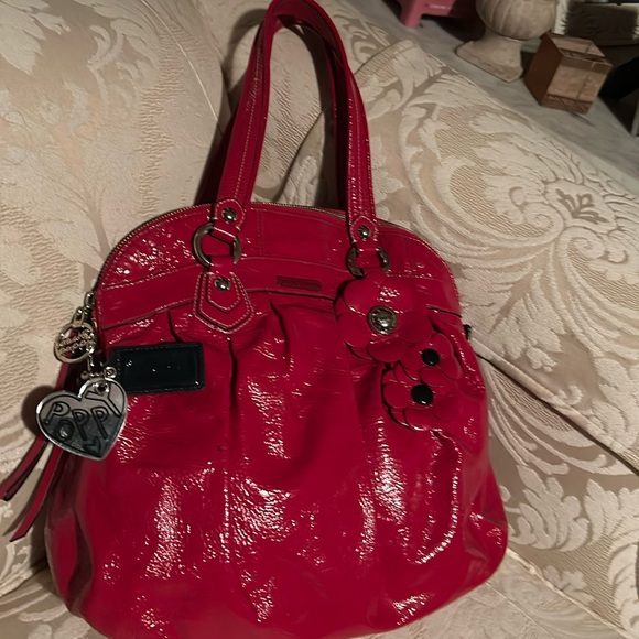 Coach Handbags - Coach Rare 2012 Poppy Red Patent Leather Satchel incl Shoulder Strap EUC
